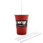Red Cup Living 24 Oz Reusable Party Cup with Lid & Straw, Glass & Tumbler | Reusable Drinking Supplies for Birthday Party, Camping, Travel Outdoors |Durable & Unbreakable, BPA Free