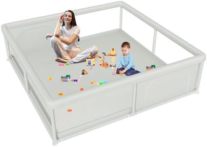 Hiaksedt 79x79 Inch Baby Playpen for Babies and Toddlers, Extra Large Play Yards for Indoor & Outdoor with Zipper Gates, Breathable Mesh with Anti-Slip Base