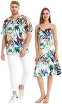 Matchable Couple Hawaiian Luau Shirt or Mermaid Ruffle Dress in Lost in Paradise, Men Lost in Paradise, Small