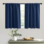 RYB HOME Blackout Curtains Small Window Decor Light Block Thermal Insulated Drapes for Bedroom Kitchen Cabinet Basement RV Curtains, W 42 x L 36 inch, Navy Blue, 2 Panels