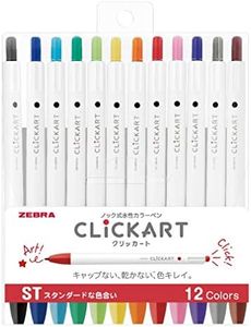 Zebra Clickart Water-based Pen Standard 12 Colors Set, WYSS22-12CST