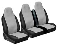 Carseatcover-UK® Heavy Duty Grey/Black LEATHERETTE UK MADE Van Seat Covers - Single + Double