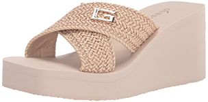 GUESS Women's Danvi Wedge Sandal, Light Natural, 10