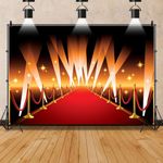 Leowefowa Vinyl 7x5ft Red Curtain Backdrop Red Carpet Photo Backdrop Movie Theme Party Backdrop Red Carpet Event Decor Theme Happy Birthday Party Backdrop VIP Red Carpet Photo Studio Props