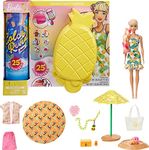 Barbie Color Reveal Foam! Doll & Pet Friend with 25 Surprises: Scented Bubble Solution, Outfits, Hair Extension, Accessories, Kid Bracelet & Charm Hidden in Sand, Gift for Kids 3 Years & Older