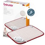 Beurer HK Comfort Heat Pad, Flexible Warming Electric Heating Pad with Super-Soft Surface, Controllable Warmth with 3 Temperature Settings, Machine-Washable, Automatic Switch-off, 100 watts, 44x33cm
