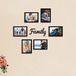 FRAME RANG Desinger Photo Frame Set of 6 || Picture Frames for Home/Living Room/Hall || Set of (6pcs: 4inch X 6inch) with a Family MDF Text