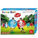 SUNSHINEMALL 2 PC Sumo Balls for Adult, Inflatable Body Ball Sumo Balls Bopper Toys, Heavy Duty PVC Vinyl Kids Adults Physical Outdoor Active Play (36 INCH 4 red+4 Blue+2pure)