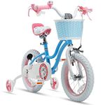 Royalbaby Stargirl Bike, Girl's Bike, 12 14 16 18 Inch Wheels, Pink or Blue (Blue, 14 Inch with Training Wheels)