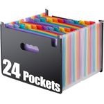 Expanding File Folder 24 Pockets, Multi-Color Accordion A4 Document Organizer with Expandable Wallet Stand - Works on A4 Size and Letter Size