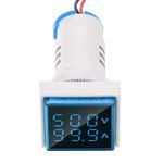 LED Dual-Display AC Voltmeter Ammeter, Digital Voltage Tester Current Detector Square 22mm Dual Display Panel Voltmeter Ammeter AC 0-100A 60-500V Meter Indicator (Blue)