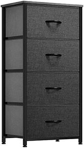 YITAHOME Storage Tower with 4 Drawers - Fabric Dresser, Organizer Unit for Bedroom, Living Room, Closets - Sturdy Steel Frame, Easy Pull Fabric Bins & Wooden Top (Black/Grey)