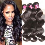 UNice Hair Brazilian Unprocessed Virgin Human Hair Weave Bundles 3pcs Body Wave Weft Extensions Natural Color 14 16 18 Inch