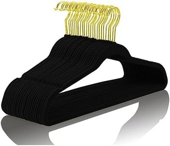 MIZGI Premium Velvet Hangers Pack 60 Pcs Heavyduty - Non Slip Slimline - Velvet Suit Hangers Black - Gold Hooks,Space Saving Clothes Hangers