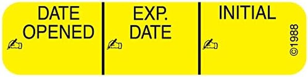 Pharmex 1-370 "Date Opened" Permanent Paper Label, 1 9/16" x 3/8", Yellow, Pack of 1000