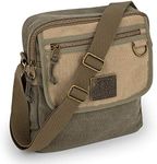 SCRUFFY DOG Canvas Messenger Bag for Men and Women with Adjustable Strap - Crossbody Satchel Small 11 inch, Khaki