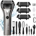 Lychico Electric Foot File Hard Skin Remover, Rechargeable Waterproof Callus Remover Foot Care Utensil, Professional Pedicure Tools for Hard Cracked Dry Dead Skin