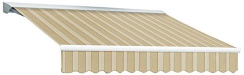 Beauty-Mark DM12-890-Law 12-Feet Destin-LX with Hood Manual Retractable Awning Linen/Almond/White One Size