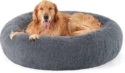 ZEXSAZONE Round Donut Pet Bed for Cats and Puppies Dogs, Cozy and Plush, Raised Bedside Support, Both Sides Use Like 2 in One, Washable, Sizes for Small, Medium, and Large Pets. (Grey, Large)