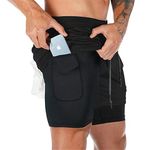 Superora Mens Running Gym 2 in 1 Sports Shorts Breathable Outdoor Workout Training Shorts with Pockets