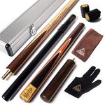 CUESOUL 57 Handcraft 3/4 Jointed Snooker Cue with Mini Butt End Extension Packed in Aluminium Cue Case (D305)