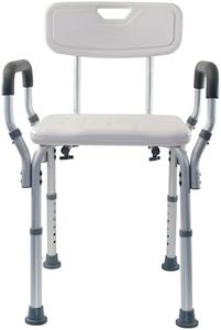 Essential Medical Supply Height Adjustable Shower and Bath Bench with Padded Arms, Contoured Back and Textured Shower Chair Seat - Perfect for The Bath and Shower