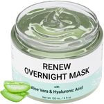 Renew Overnight Sleeping Facial Mask by Doppeltree with Aloe Vera Gel & Hyaluronic Acid - Anti Aging Hydrating Face Mask for Sunburn Relief, Skin Care & Repair - Formulated in San Francisco