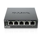 D-Link DES-105/B 5 Port Fast Ethernet Metal Desktop Switch, Hub, Internet Splitter, Metal, Fanless, Plug and Play - UK Model