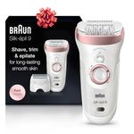 Braun 3-in-1 Silk-epil Epilator Series 9-720, Wet & Dry Hair Removal Device, 100% Waterproof, Cordless and Rechargeable