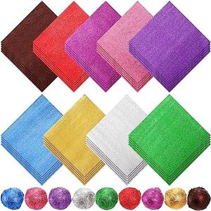 Dicunoy 900 PCS Chocolate Candy Wrappers, 4x4 inches Foil Candy Wrappers for Caramels, 9 Colors Textured Square DIY Candies Packaging for Christmas, Easter, Thanksgiving, Party