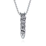 Bling Jewelry Biker Goth Tribal Viking Strength Dragon Wrapped Gun Bullet Pendant Necklace for Men Silver Tone Stainless Steel