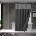 N&Y HOME Waffle Weave Shower Curtain with Snap-in Fabric Liner Set, 12 Hooks Included - Hotel Style, Water-Repellent & Washable, Heavyweight Fabric & Mesh Top Window - 71x72, Graphite Gray