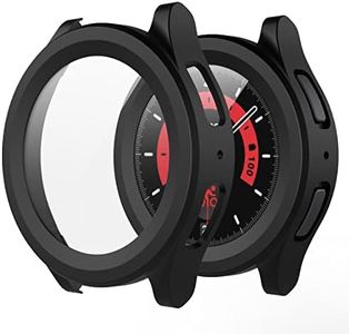 Misxi 2-Pack Hard PC Case with Screen Protector for Samsung Galaxy Watch 5 Pro 45mm, Ultra-Thin Scratch Resistant Cover with Tempered Glass for Galaxy Watch5 Pro, Black (CG-B45)