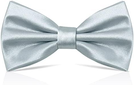 Adjustable Bowtie, Bow Tie for Men, Tux Bowtie Formal Classic Pre-Tied Bow Tie, Neck Bowtie Satin Bow Tie for Party Wedding (Silver)