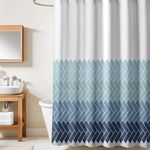 HOMETHREADS Embrace Luxury with Our 7-Feet Long Premium Polyester Shower Curtain with 12 Hooks for a Lavish Bathroom (180x200cm, Blue)