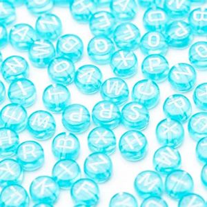 1400 PCS 4x7mm Acrylic Letter Beads for Jewelry Making Alphabet Beads for Bracelet Making DIY Beads for Personalized Jewelry Round Beads A-Z (Blue Transparent)