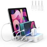 SooPii Charging Station for Multiple Devices, 4-Port Charger Station with 6 Mixed Charging Cables Included,for Home,Office,Travel