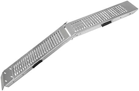 Ramps Foldable Loading Motorbike Motorcycle Folding Van Steel Trailer Heavy Duty ATV Portable Truck Track Day 200Kg Capacity Quad Bike Car Lawn Mower Scooter Non-Slip Silver| Free Ratchet Strap
