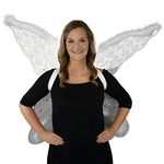 Zucker Feather White Angel Adult Costume-Large Fairy or Butterfly Lace Wings, Sexy Halloween or Cosplay Accessories, for Photo Props or Party