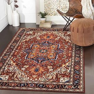 Moynesa Ultra-Thin Washable Oriental Area Rug - 3x5 Non-Slip Laundry Room Rug, Non-Shedding Stain Resistance Low Pile Kitchen Mat Indoor Throw Carpet for Fall Decor Bathroom, Brown/Multi