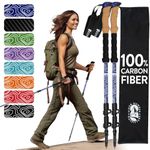 Hiker Hunger Carbon Fiber Trekking Poles for Hiking Collapsible, Nordic Walking Poles for Women, Lightweight Hiking Poles Women Lightweight Collapsible, Walking Sticks for Hiking for Seniors - Blue