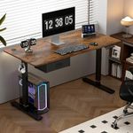 mcc direct Electric Standing Desk, Sit Stand Table, Height Adjustable Electric Standing Computer Desk with USB Charging Port and Desk Drawer for Home Office(100 X 60 cm, Brown)-Easton