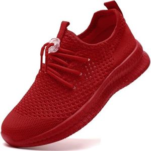 EGMPDA Boys Girls Walking Shoes Slip On Running Athletic Sneakers Kids Tennis Shoes Non Slip Breathable Adjustable Lightweight Fashion Red Size 3