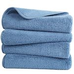 POLYTE Quick Dry Lint Free Microfibre Hand Towel, 40 x 76 cm, Set of 4 (Blue)