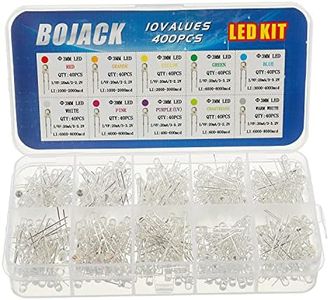 BOJACK 10 colori 400 pezzi 3mm diodi a lampe Kit di confezioni (Trasparente DC 2 V - 3,2 V 20 mA) Lampadine a incandescenza luminose Componenti elettronici 3 mm diodi ad emissione di luce Parti