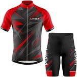 Lixada Men Cycling Jersey Breathable Short Sleeve Bike Shirt and Padded Shorts MTB Bicycle Clothing Suit, Red-2, XL