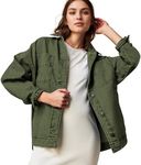 Songling Women's Jean Jacket Casual Button Up Long Sleeve Trendy Tops City Denim Jacket Cowgirl Outfits(Army-Green,L)