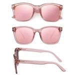 Myiaur Classic Sunglasses for Women Polarized Driving Anti Glare 100% UV Protection (Pink Frame / Pink Mirrored Glasses)