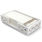 Renawe Wooden Napkin Holder Guest Towels Holder Flat Bathroom Napkin Holder Caddy Hand Towel Tray Cocktail Napkin Holder for Table Countertop Towel Holder Baskets Paper Modern Napkin Holder (White X)