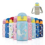 Autsel Kids Water Bottles with Straw 500ml Insulated Stainless Steel Whales Water Bottle BPA-Free Reusable Metal Water Bottle with Protective Case for Girls and Boys Keep 6h Hot & 12h Cold